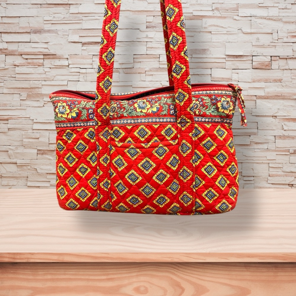 Vintage Y2K Vera Bradley "Villa Red" Little Betsy Tote Bag